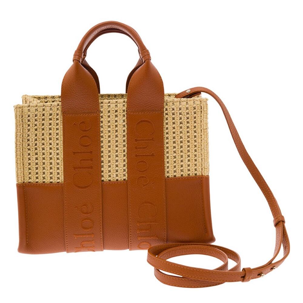 ❌❌SOLD!❌❌BRAND NEW CHLOE SMALL STRAW RAFFIA LEATHER WOODY SUMMER TOTE BAG - Picture 2 of 16